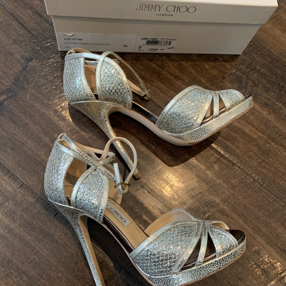 Jimmy Choo Glitter Champagne heels FAYME 36